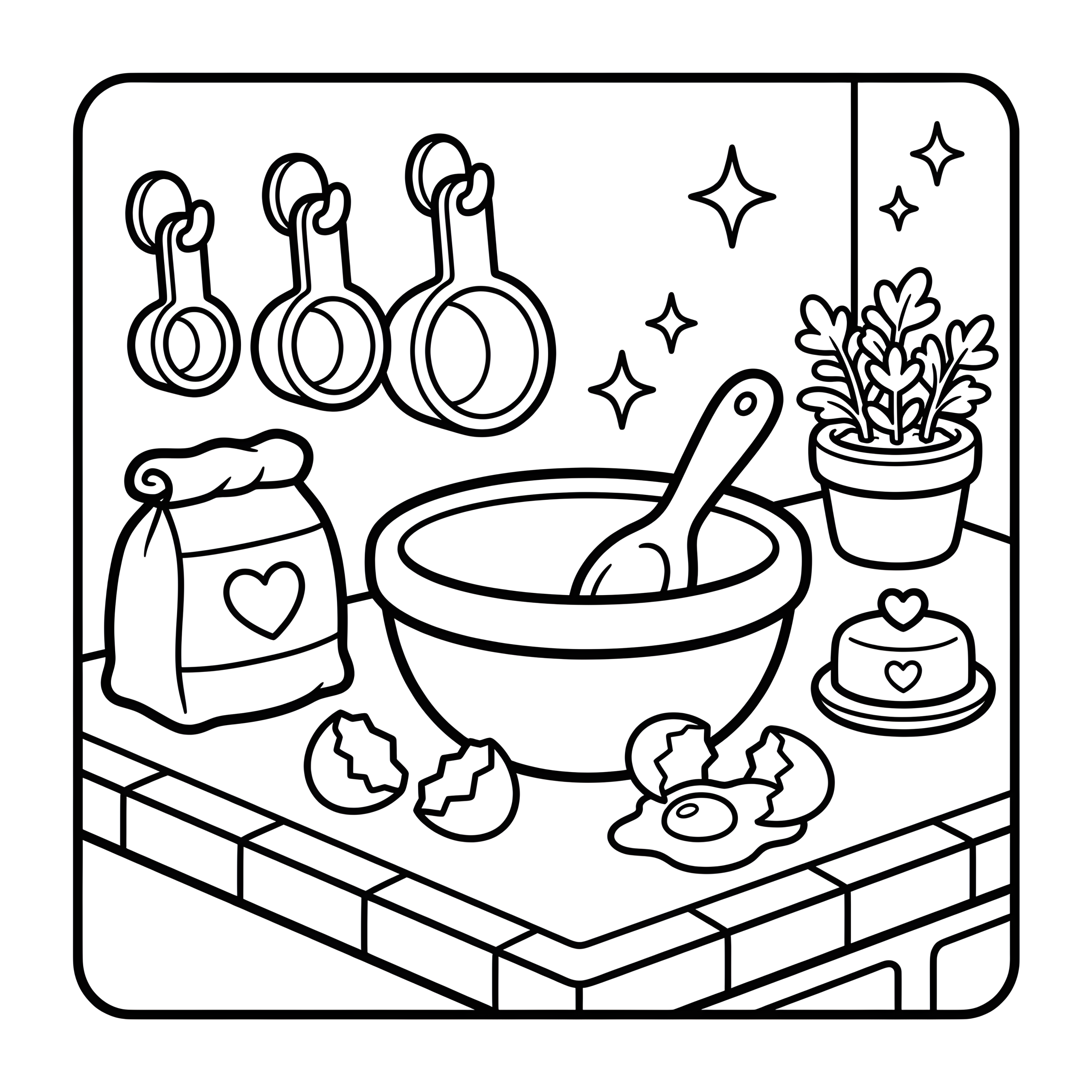Baking scene coloring page