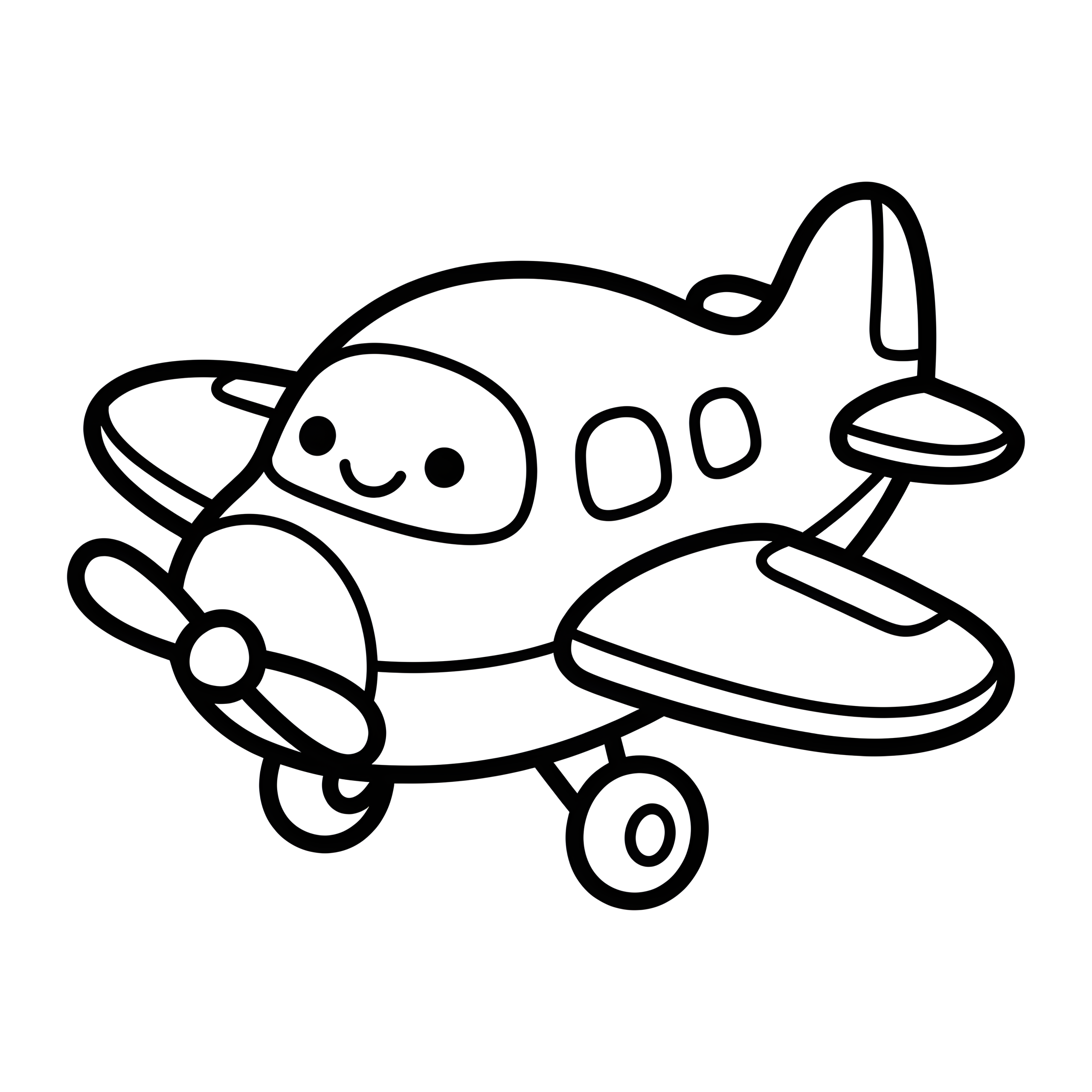 Smiling toy airplane coloring page